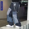 Uncoledonjm Hip Hop Patchwork Mens Jeans Fashion Harajuku Vintage denim broek Casual Joggers Wide Leg Pants Streetwear AD-1968