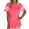 Ropa de mujer sólida Sexy Slim Fit cuello redondo camiseta de verano de manga corta Top verde fluorescente sólido camisetas femeninas