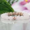 MG1072 Quartz Rose Perle De Bois Bijoux Nouveau Design Cristaux De Guérison Bracelet pour Amour Couronne Coeur Chakra Poignet Mala Bracelet