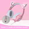 Fones de ouvido rosa com fio jogo gato fone ouvido com microfone alta fidelidade 71 canais música jogos para computador notebook5801793