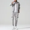 Men Sportswear Set Spring Autumn Hoodies Set Mens Tracksuit Patchwork Hip Hop Sweatshirt+pants Male Casual Two Pieces Track Suit 201013