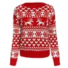 Fashion-Sweater Women Christmas Deer Knitted Long Sleeve Round Neck Ladies Jumper Fashion Casual Winter Autumn Pullover ClothesPlus Size 220