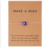 Faire un vœu bleu mauvais œil tissé papier carte Bracelet femmes réglable chanceux rouge chaîne Bracelets Femme bijoux de mode en gros