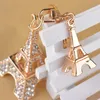 Porte-clés anniversaire strass unisexe cadeau bijoux accessoires souvenirs tour Eiffel en forme mignon porte-clés décoratif Fred22