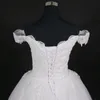 Cinghie classiche A Line Abito da sposa per la sposa con spalle scoperte Lunghezza del pavimento Abiti da sposa Indietro Abiti da sposa taglie forti