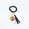 Beaded Wooden Bead Keychain Fashion Personality Disc Tassel Armband Key Ring Kvinna JW126