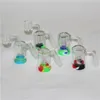 Glass Ash catchers Smoking Reclaim Catcher Adapters with 4mm 14mm male quartz bangers and 5/7ml silicone jar concentrate dab straws pipes