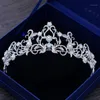 Unique Light Blue Crystal Tiara Crown Princess Fashion Bridal Wedding Headband Hair Accessories Headdress Pageant Prom Ornaments Clips & Bar