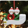 Decorazioni per la quarantena dell'albero di Natale di Babbo Natale da 35 cm Regali personalizzati Famiglia sopravvissuta 2-7 Ornamento Ciondolo pupazzo di neve con maschera facciale DHL