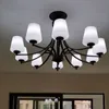 Американский стиль стеклянный подвесной лампа классические железные подвески светло-отель Villa Mall Cafe живущая обеденная спальня висит освещение