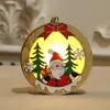 Pendentif luminescent en bois de Noël, motif de bonhomme de neige, ornement d'arbre de noël, décor de noël en bois creux avec lumière LED LX3887