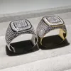 Hip Hop Micro Pave sona Diamond Stones All Iced Out Bling Ring Big 925 Sterling silver Rings for Men Jewelry gift