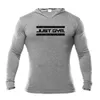 New Autumn Fitness Men T Shirt Casual Long Sleeve Slim Fit Mens Tops Tees Stretch Cotton T-shirt Gym Bodybuilding Hooded T Shirt G1222