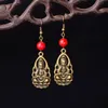 Restoring Red rose leaves Flower Dangle jewelry cinnabar jewelry earrings female adornment eardrop