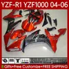 Motorfiets carrosserie voor Yamaha YZF-R1 YZF R 1 1000 cc 2004-2006 Bodys 89NO.151 YZF1000 YZF R1 1000CC YZFR1 04 05 06 YZF-1000 2004 2005 2006 OEM Fairing Kit Oranje Licht