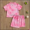Clothing Sets Baby & Kids Baby, Maternity 2-7Y Summer Toddler Girls Clothes Tie-Dye Printed Short Sleeve Turtleneck T Shirts Skirts Drop Del