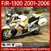 OEM Fairings för Yamaha FJR-1300 FJR 1300 A CC FJR1300 01 02 03 04 05 06 MOTO BODY 106NO.50 FJR-1300A 2001 2002 2003 2004 2005 2006 FJR1300A 01-06 Bodywork Kit Gul Vit