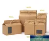 Tea Packaging Cardboard Kraft Paper Bag,Clear Window Box for Cake Cookie Food Storage Standing