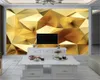 Personalizado Golden Geometric 3D Wallpaper Europeu Luxo Polígono Wall Papers Sala de estar TV de fundo Home Improvement Mural Mural Papéis de Parede