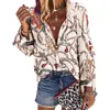 Design Plus Size Camicetta da donna Scollo a V Manica lunga Catene Stampa Camicie casual larghe Top e camicette 220217