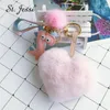 Keychains Fur Keychain Fluffy Real Heart Keyrings For Women's Charm Bag Holder Car Trinkets Accessories Pendant Chains1