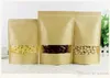 Kraft Paper Bag Stand Up Pouch Gift Dried Food Fruit Tea Packaging Pouches Craft Paper Window Retail Zipper Self Sealing Bags