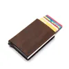 Real Leather Card Holder New Cards Case Clutch Wallet Genuine Leather Aluminum Box Slim Thin Smart