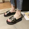 Xiaying smile sandalen en slipper slijtage zomer dikke bodem mode wilde woord student platte bodem strand slippers y200624