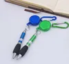 Retractable Badge Reel Ballpoint Pen Belt Clip Key chain with Carabiner Key ring Lanyard Pen School Office Supplies GC775