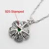 Earrings & Necklace Selling Three-Dimensional Silver Color Green Created Emerald Flower Jewelry Sets For Women Ring 6/7/8/9/10 JS390