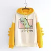 Women's Hoodies Sweatshirts Cartoon Dinosaur Oversized Hoodie Women Fashion Casual Print Korean Style Thicken Winter dino hoodie Tops 220922