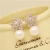 Pearl örhängen kvinna mode snöflinga kristallörhängen charm strass inlagda smycken söta örhängen par gåvor val8385362