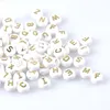 200pcs 9.6mm 혼합 된 흰색과 글루드 아크릴 알파벳 / 문자 사각 구슬 jewelry 만들기 YKL0563 Y200730