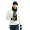 Winter Brei Muts Hoed Halswarmer Sjaal en Touch Screen Handschoenen Set 3 stks Fleece Gevoerde Skull Cap voor mannen Vrouwen