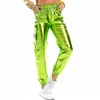 Kadın Parlak Holografik Pantolon Gevşek Yüksek Bel Metalik Pantolon Dans Performansı Hip Hop Pantolon Streetwear Joggers 201109