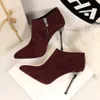 Gorąca sprzedaż Moda Design Kobiety Buty wdzięku Beżowy Precent Toe Stiletto Obcasy Kostki Bootie Rozmiar 34 do 40 Przyjdź z pudełkiem