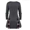 Fashion New Womens Girocollo e gonna scozzese a maniche lunghe Lagest Ladies Party Abiti casual Taglia L-5XL