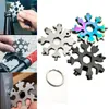 Verktygsdelar DHL -fartyg 18 i 1 Camp Key Ring Pocket Tool Multifunktion Hike Keyring Survive Outdoor Openers Snowflake Multi Spanne Hex Wrench FY4321