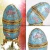 HD cadeau de Noël Russie oeuf en forme de bibelot boîte à bijoux à charnière porte-anneau figurine de collection boîtes cristaux décor à la maison T200703