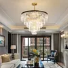 Contemporary Luxury Copper Pendant Lights For Hotel Villa Home Lobby Decoration American Style Multilayer Crystal Hanging Lamp E14 LED Bulb