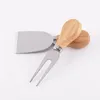 Useful Cheese Tools Set Oak Handle Knife Fork Shovel Kit Graters For Cutting Baking Board Sets Butter Pizza Slicer Cutter WLL763