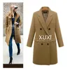 Xuxi Women Autumn Winter Coat Casual Wool Solid Jackets Blazers Female Elegant Double Breasted Long Coat Ladies Size LJ201106