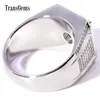 TransGems Luxury 2.3 CTW Center 1ct 6.5m F Couleur Moissanite Alliance 14K Bague de fiançailles en or blanc pour hommes doux Y200620