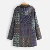 L-5XL 큰 크기의 겨울 자켓 여성 두꺼운 따뜻한 후드 파카 코튼 패딩 코트 양털 후드 코트 민족 인쇄 여성 Outwear # J30 T200114