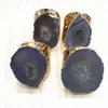 Naturel brésilien plaqué or couleur tranche tranche ouverte Agates Geode Drusy Druzys hommes anneaux de mariage bague de fiançailles Set11183174