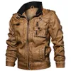 2020 vestes hommes Slim Fit vêtements décontractés Bomber veste Winderbreaker PU moto en cuir vestes mâle nouveau manteau de fourrure 6XL 7XL C1120