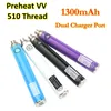 Authentic Batteries 1300mAH UGO T3 510 Thread Vape Pen Preheat Variable Voltage Dual Charger Port Passthrough Ecig For Thick Oil Vapes Cartridges