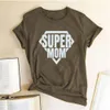 Mothers Day T-shirt T Shirts Super Mom Print Women Casual Short Sleeve Funny Shirt Lady Harajuku Top Tee