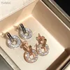 الفاخرة Bzero 1 العلامة التجارية S925 Sterling Silver Roman Number Full Crystal Double Round Dircles Charm Stud arocrings for Women Jewelry2731545