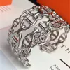 famous brand jewelry hollow silver color wide H lock bangle bracelet women ladies accessories 2009254942070